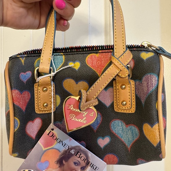 Vintage Y2K Dooney & Bourke Y2K Heart Print Mini Barrel Bag - Picture 7 of 11